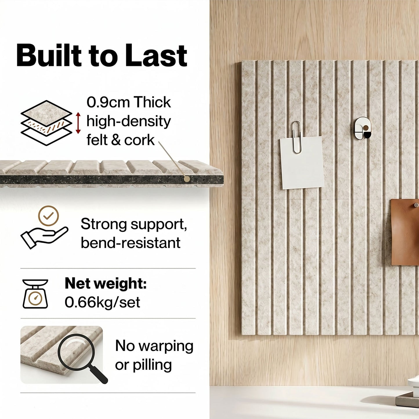 Levede Felt Notice Board 6 Pack Wall Tiles Pin Board Self Adhesive Beige 30x30cm