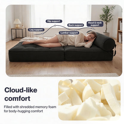 Levede Sofa Bed Convertible Foldable Floor Mattress with Head Lumbar Pillow