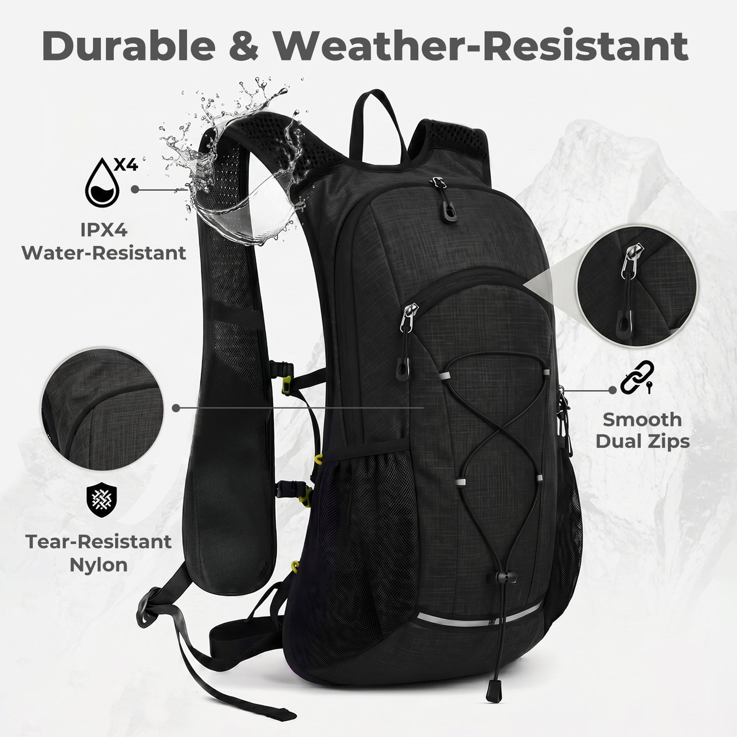 Swifto Hiking Backpack Foldable 20L Water Resistant Daypack For Camping Black