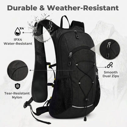 Swifto Hiking Backpack Foldable 20L Water Resistant Daypack For Camping Black