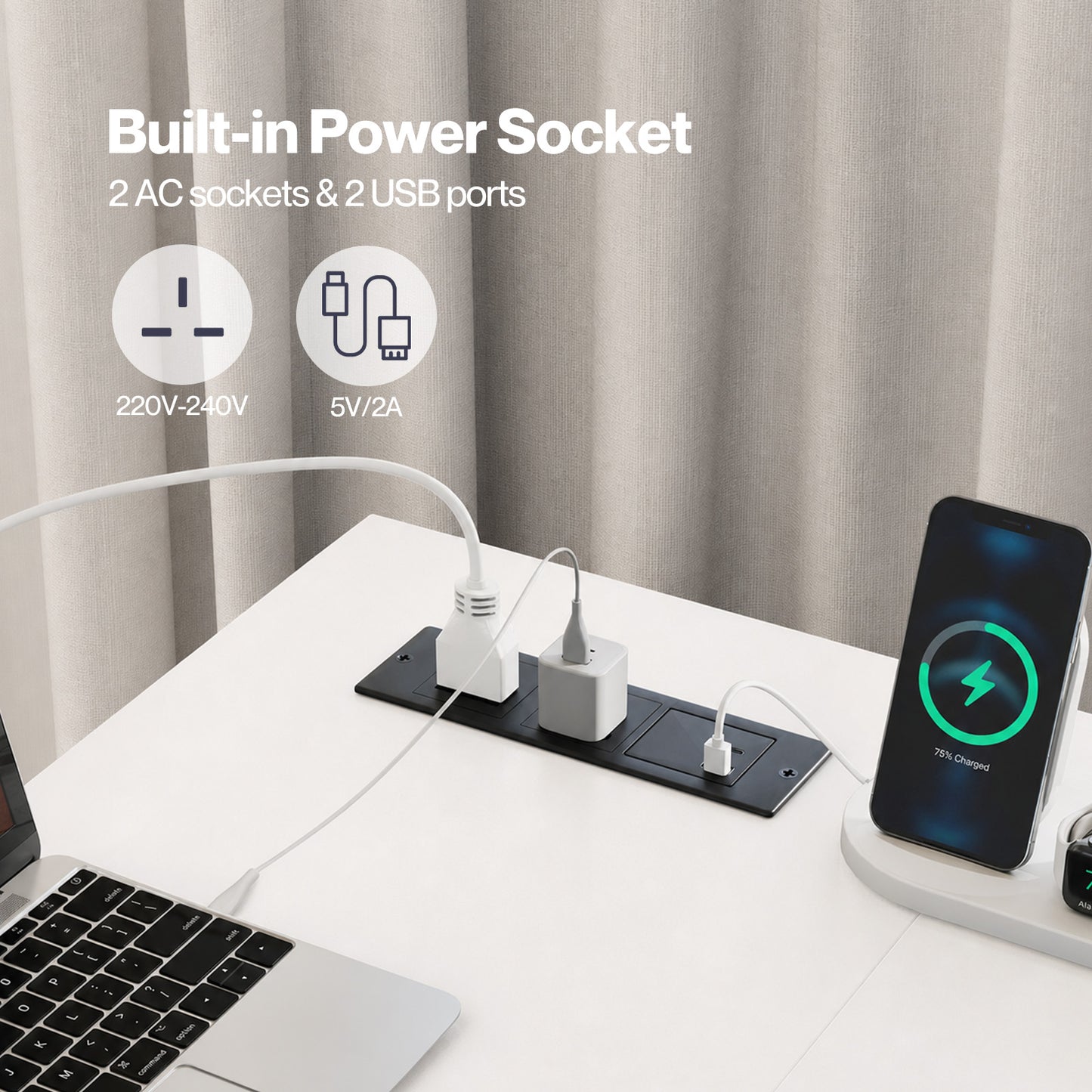 Levede L-shaped Office Desk Corner Computer Table with Storage USB Power Charging