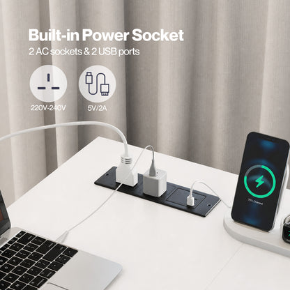 Levede L-shaped Office Desk Corner Computer Table with Storage USB Power Charging