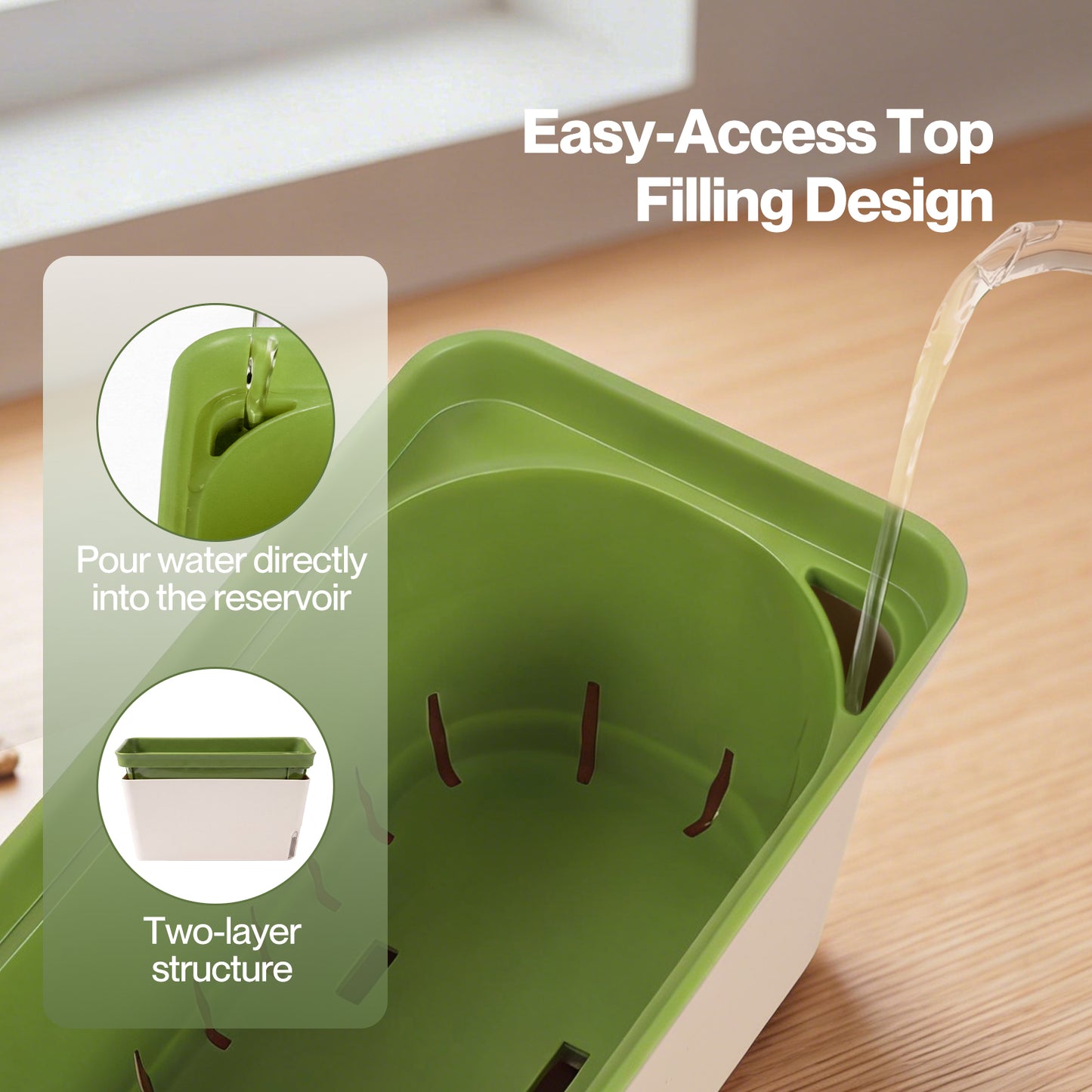 TOQUE 3PCS Self Watering Plant Pots Indoor Herb Planters with Water Level Window