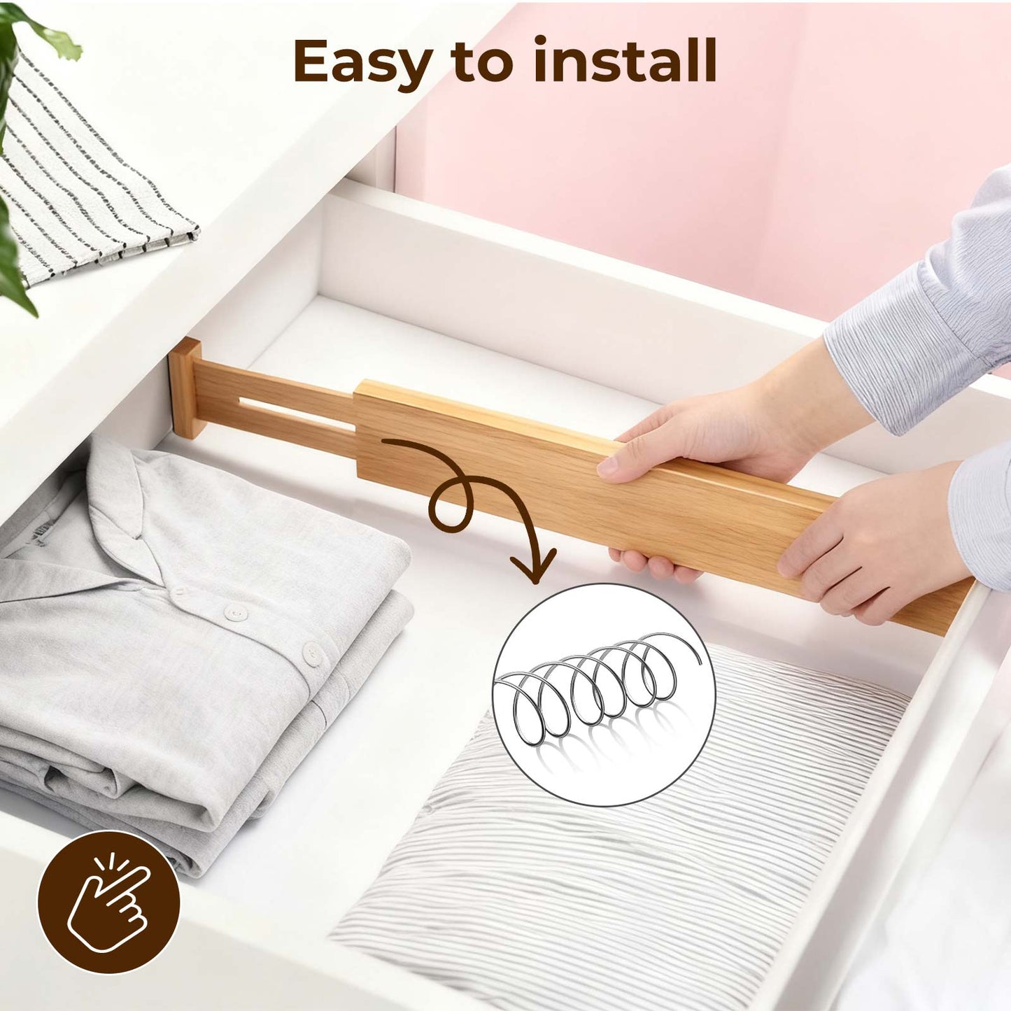 Levede Adjustable Drawer Divider Bamboo 4PC Expandable Organisers Spring Loaded