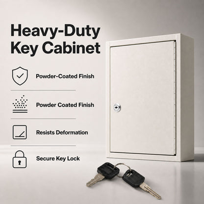 Levede Key Safe Cabinet 42-Key Steel Wall Mounted Lock Box With Labels White