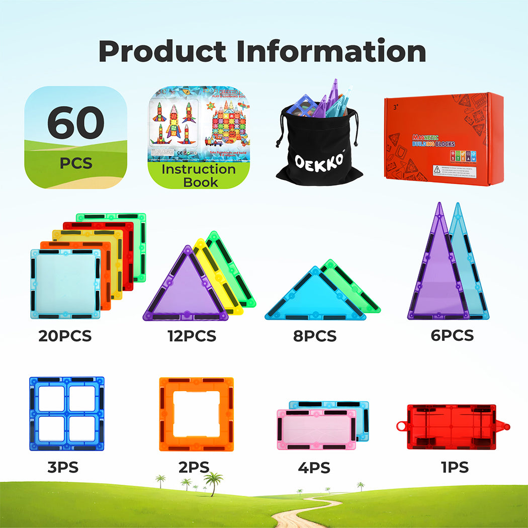 Dekko 60pc Magnetic Building Blocks Set STEM Educational Toys for Kids Gifts