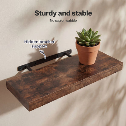 Levede Floating Shelf Wall Mounted Storage Modern Easy Assembly 2 PCS Brown