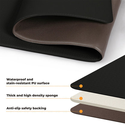 Marlow Kitchen Mat 2PCS Non Slip Woven Rubber Floor Mat Absorbent Runner BLack