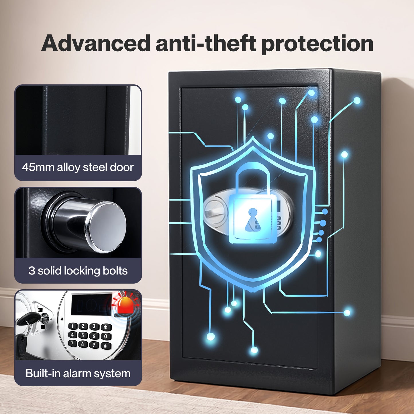 Levede Digital Safe Box Large Fireproof with Key Password Home Office  Security