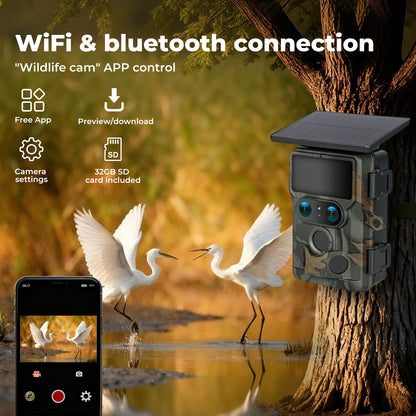 Centra Solar Trail Camera 4K Dual Lens WiFi Bluetooth Night Vision 32GB Card
