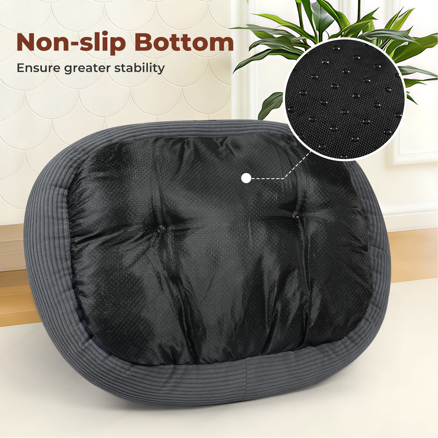 Skylos Dog Bed Luxury Soft Washable Puppy Cat Cushion Mattress Corduroy Grey M