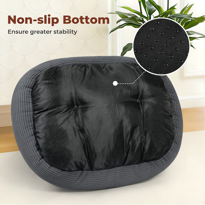 Skylos Dog Bed Luxury Soft Washable Puppy Cat Cushion Mattress Corduroy Grey M
