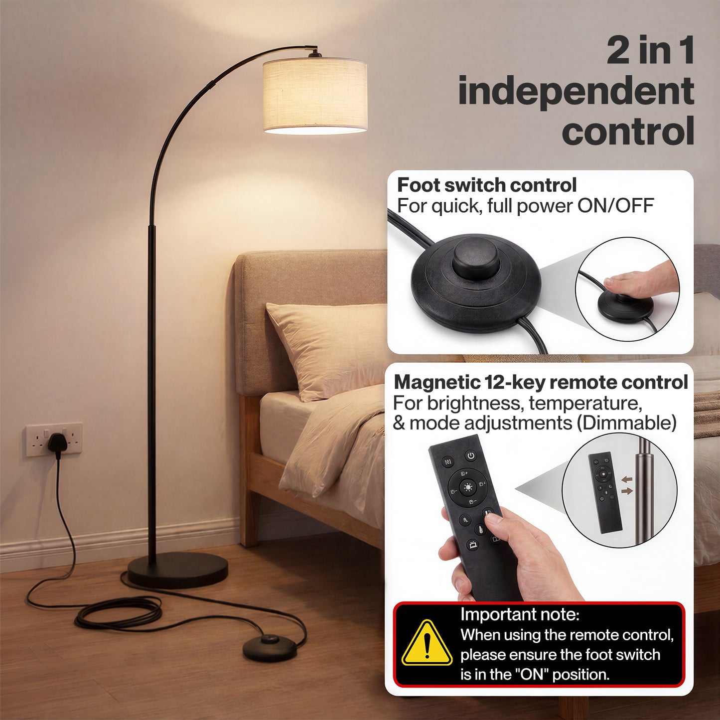 Emitto Standard Floor Lamp Dimmable Standing Lamp Smart Control Adjustable Timer