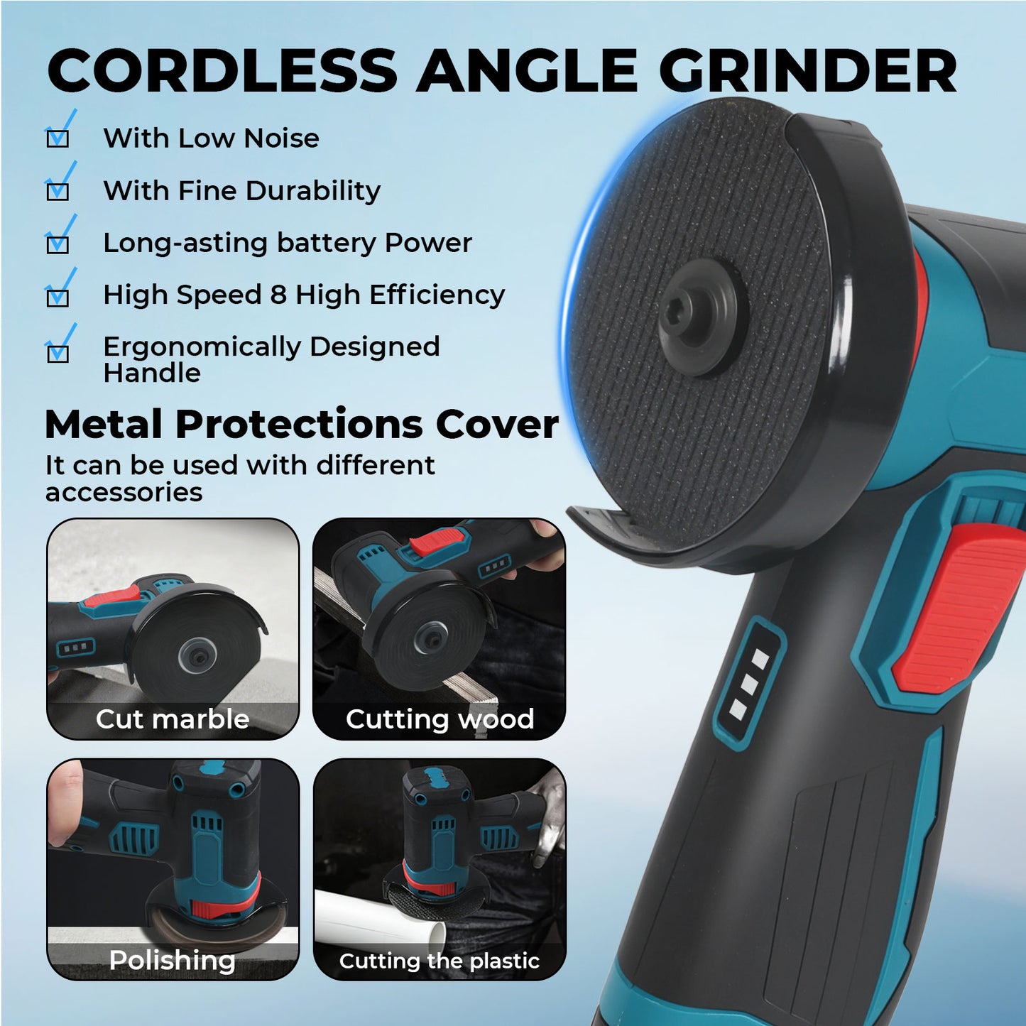 Traderight Mini Cordless Angle Grinder 2 Battery Charger Polishing Cutting 12V