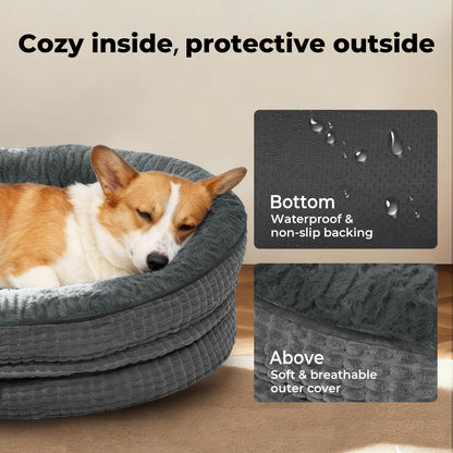 Skylos Orthopedic Plush Dog Bed Soft Washable Pet Bed Grey Cosy Cushion XL Size