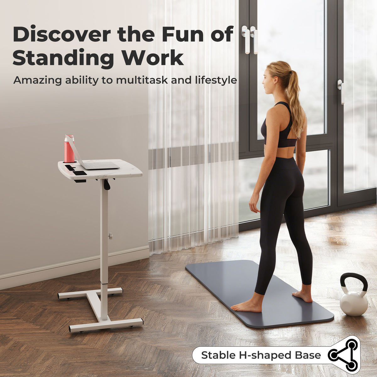 Levede Mobile Standing Desk Height Adjustable Sit Stand Over Bed Laptop Table