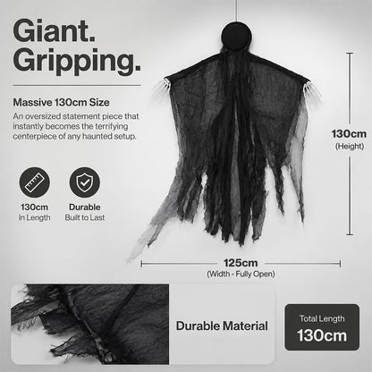 Yezi Halloween Decorations Grim Reaper 130cm Black Polyester Foam