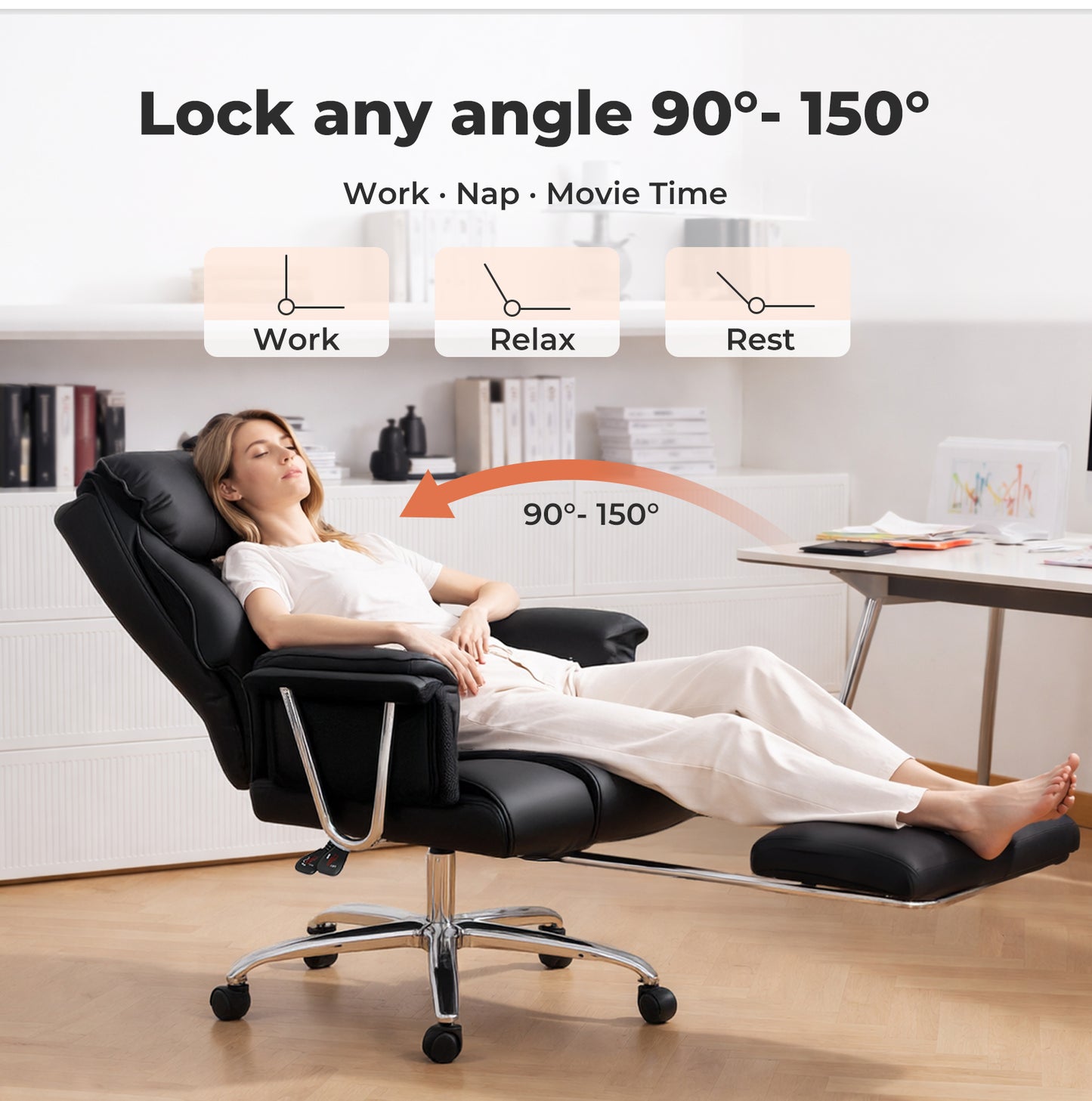 Heavy Duty Executive Office Chair Leather with Pocket Spring Seat No Sagging