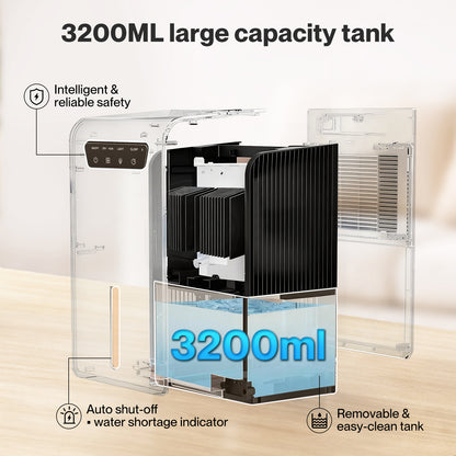 Spector Dehumidifier Humidifier 2 in 1 Portable Electric LED Auto Off Black 3.2L