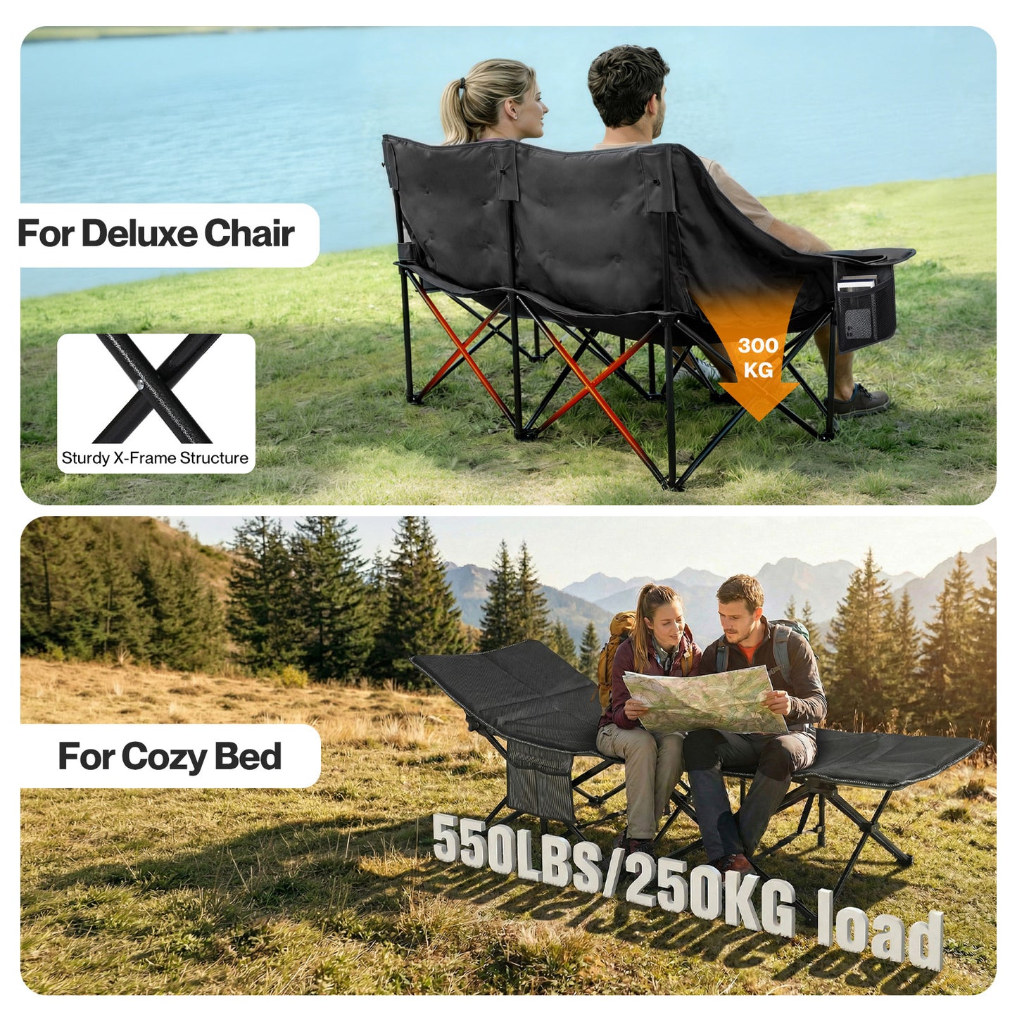 Levede Folding Camping Chairs Bed Oversized Portable Outdoor Furniture Hiking