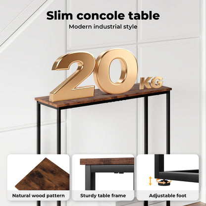 Console Hall Table Slim Wooden Entryway Hallway Sofa Display Shelf Metal Frame