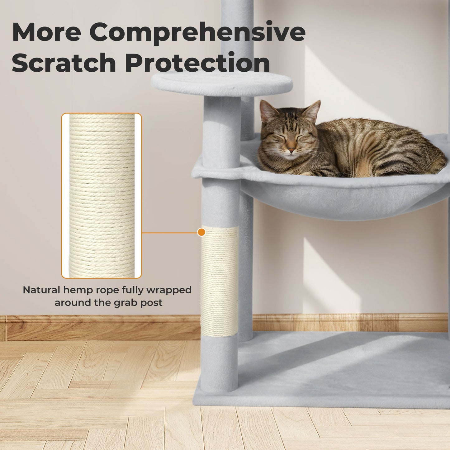 Skylos 143cm Cat Tree Multilevel Scratching Post Climbing Tower Activity Centre