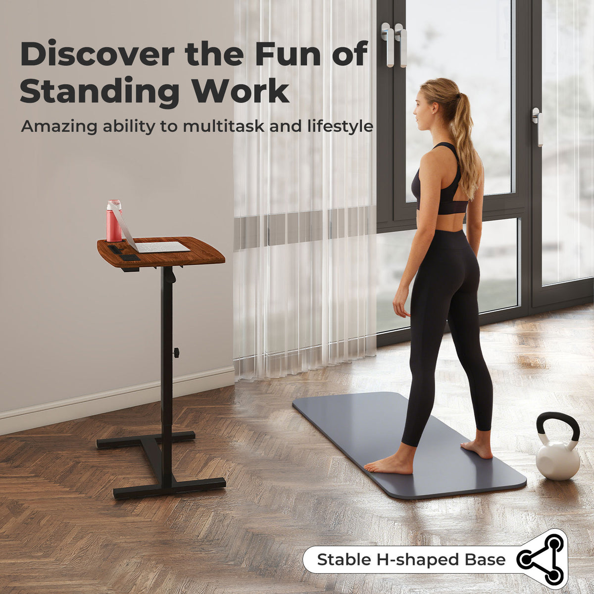 Standing Desk Height Adjustable Stand Folding Laptop Table Shelf Electric USB