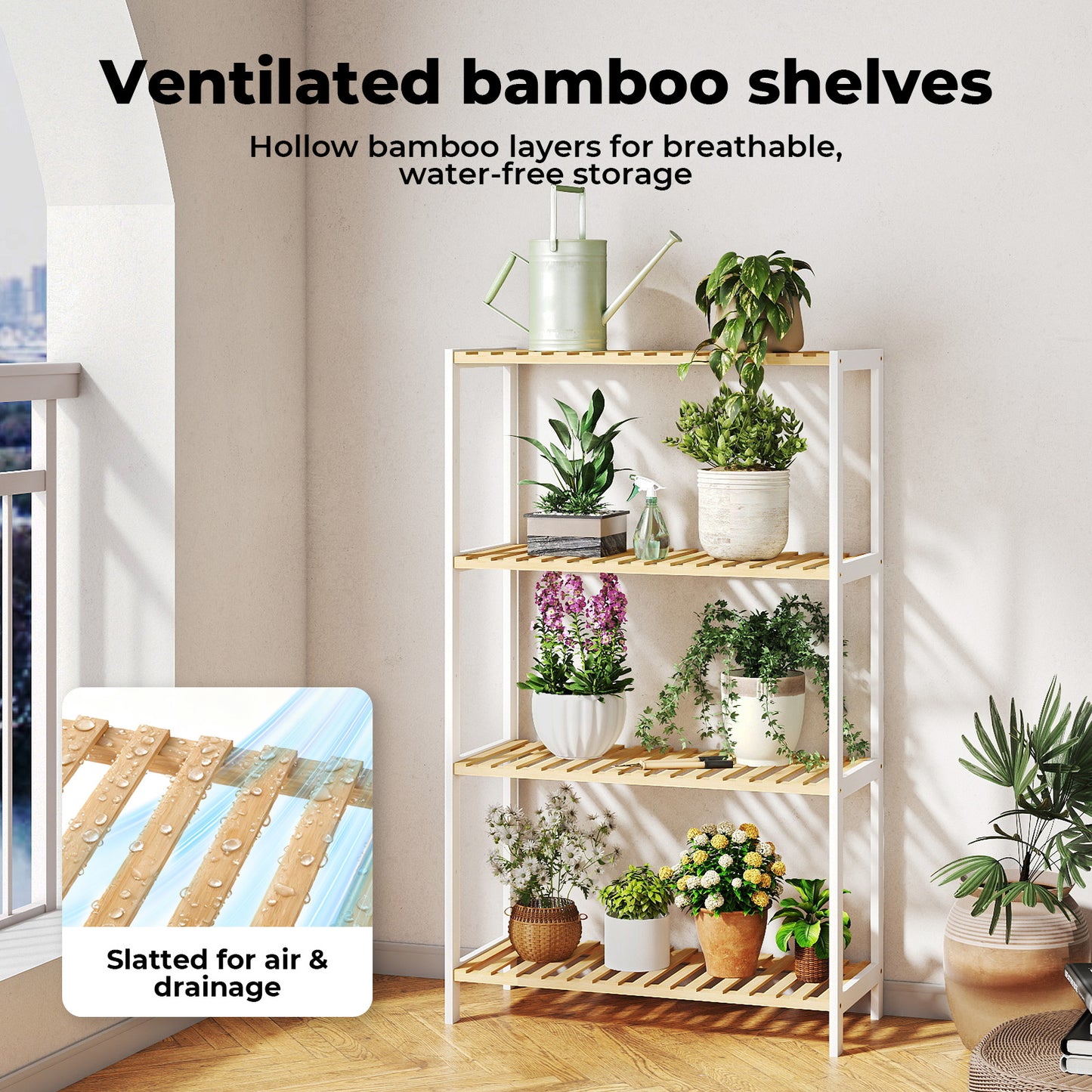 Levede 4-Tier Bamboo Shoe Rack Stand Adjustable Wooden Storage Shelf Organiser