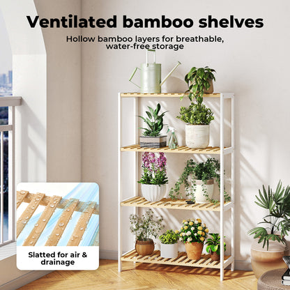 Levede 4-Tier Bamboo Shoe Rack Stand Adjustable Wooden Storage Shelf Organiser