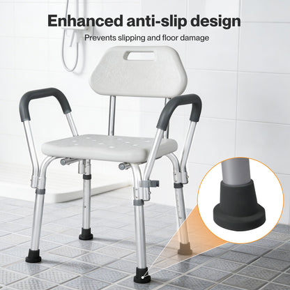 Levede Shower Chair Bath Stool Bench Seat for Elderly with Back Arm Adjustable