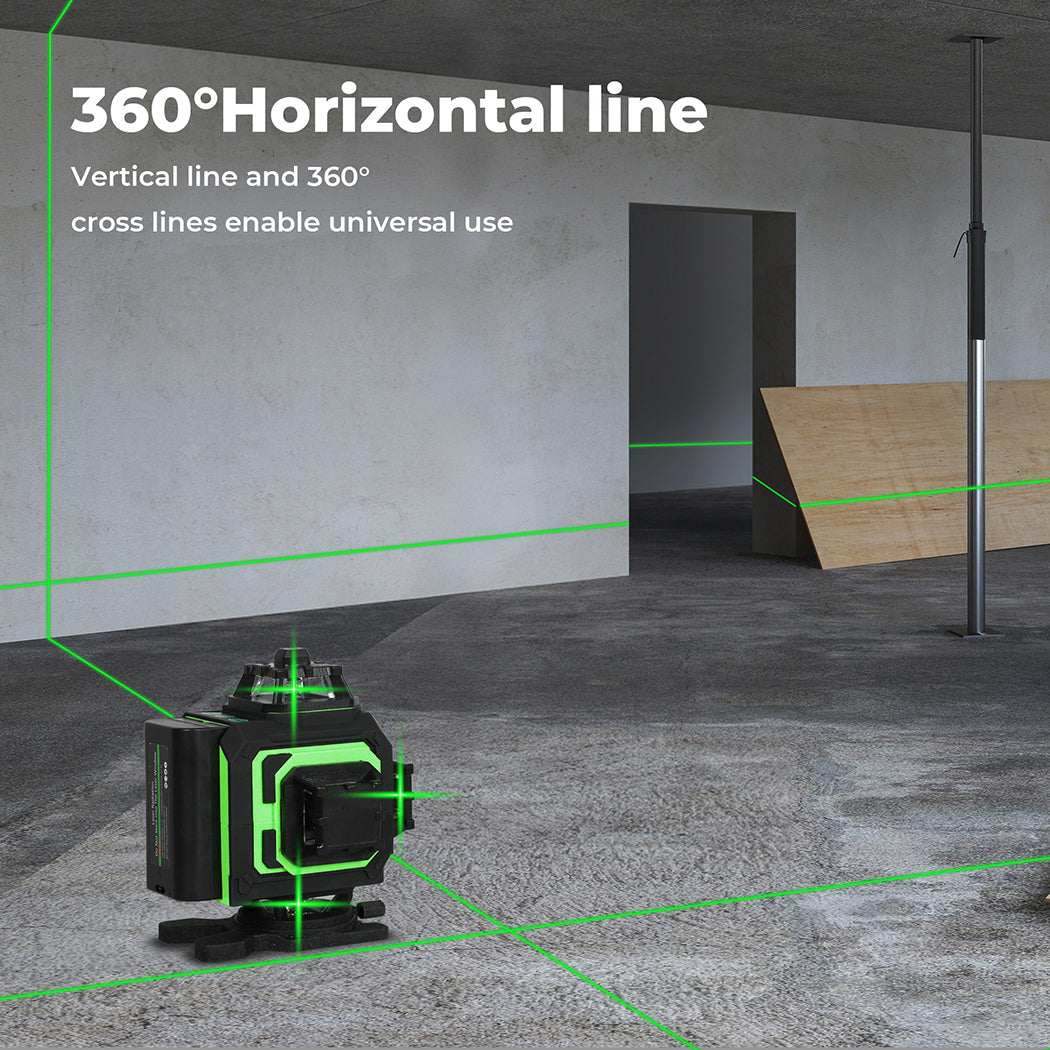 Traderight Laser Level 4D 16 Line 360° Green Self -Leveling with Remote Tripod