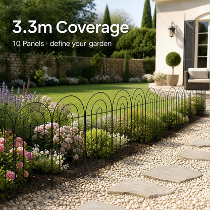 Mountview Garden Fence 10pc Metal Dog Fence Picket Fence Black Steel