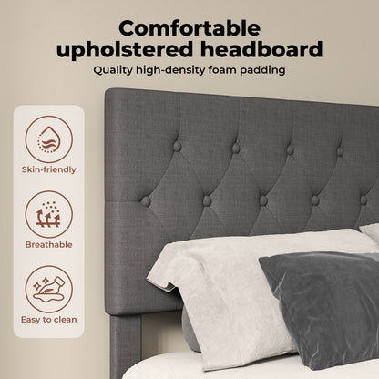 Levede Upholstered Bed Frame Wood Small Double Linen Fabric Soft Foam Headboard