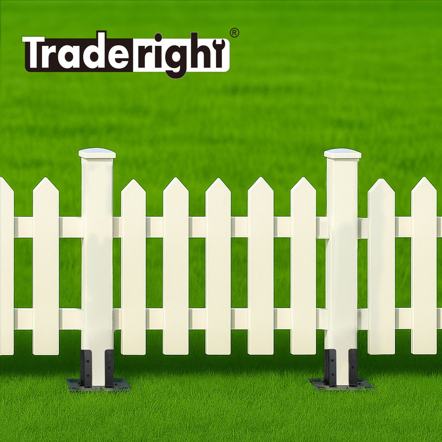 Traderight 8PCS Fence Post Base Brackets with Screws Metal Rustproof Support Kit