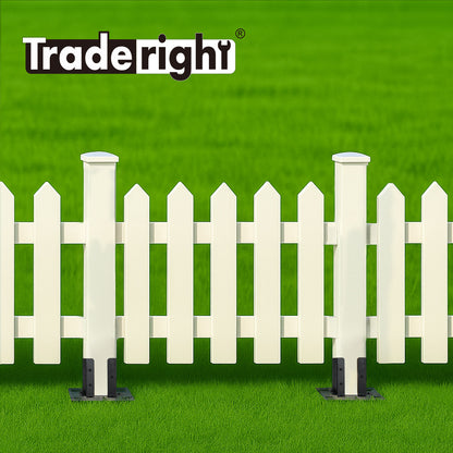 Traderight 8PCS Fence Post Base Brackets with Screws Metal Rustproof Support Kit