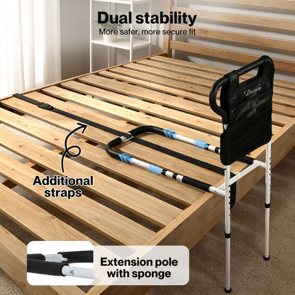 Levede Bed Rail Frame Adjustable Bedside Support Bar Bedroom Handle Storage Bag