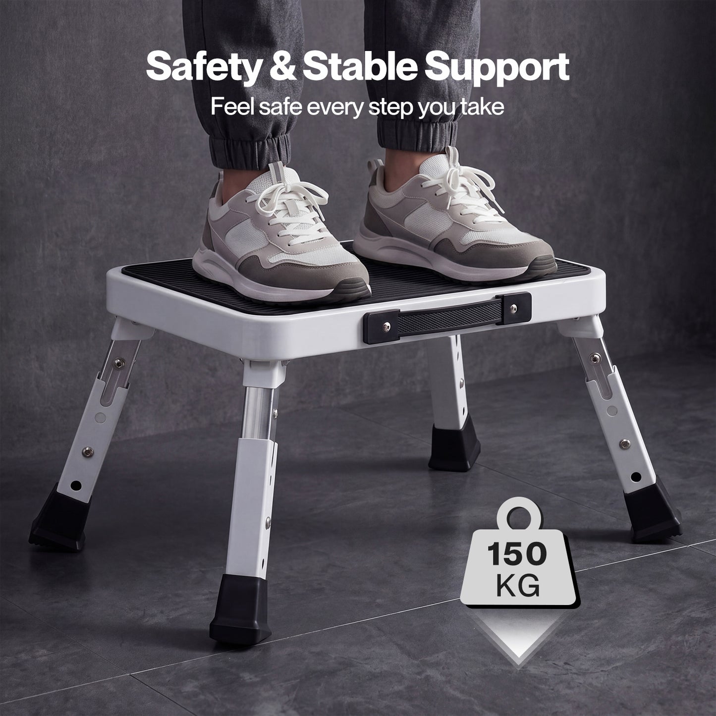 Levede Folding Step Stool Adjustable Non Slip Portable Foot Stool