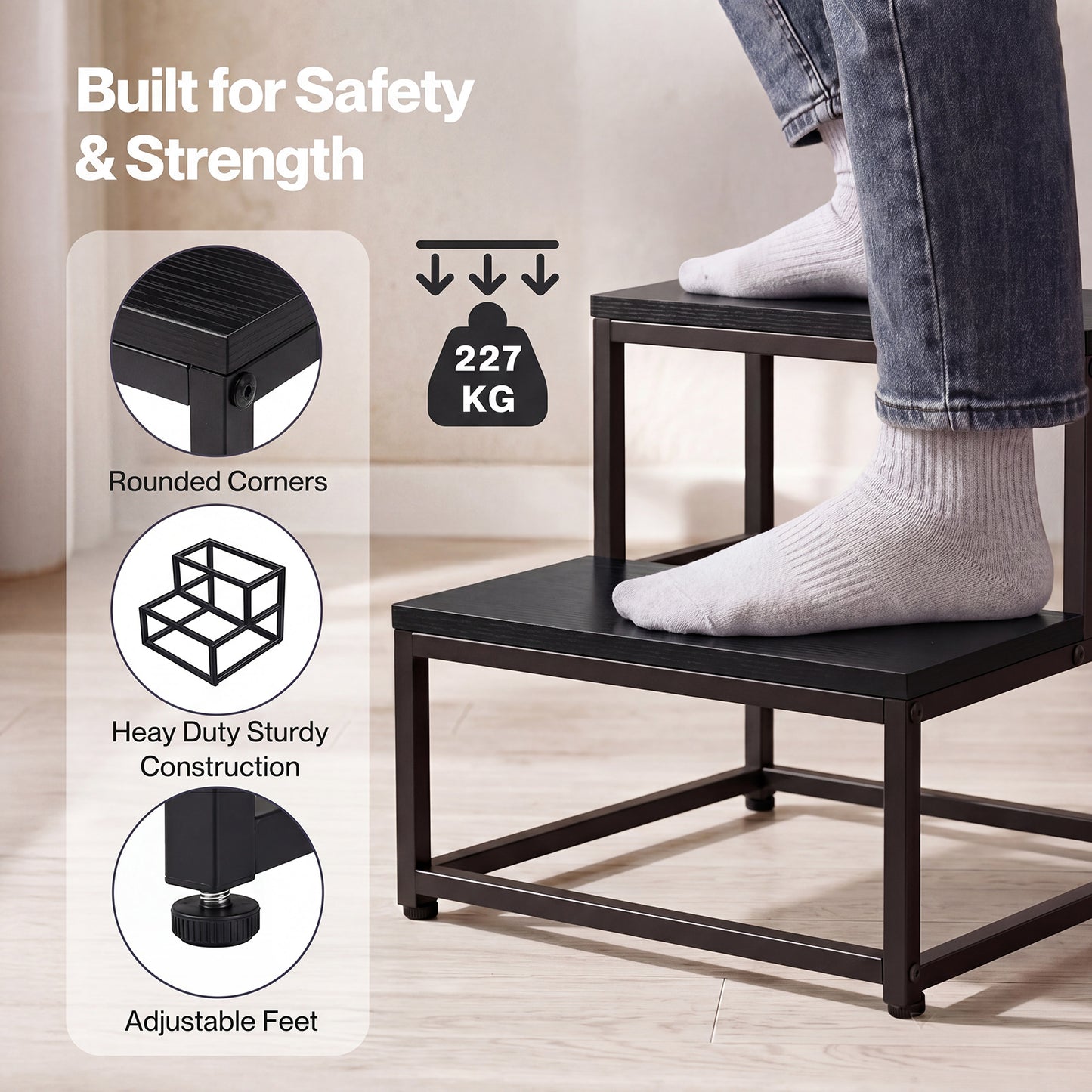 Levede 2 Step Stool Kids Adults Bathroom Kitchen Ladder Foot Stool Heavy Duty