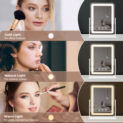 Emitto Hollywood Mirror Vanity Makeup Mirror with Lights 360°Rotation Tabletop