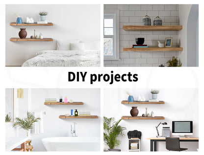 2Pcs Floating Shelves Wall Mounted Storage Wooden Display Shelf 23.5IN 61CM