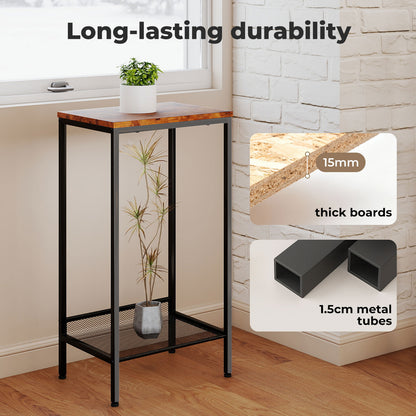 Levede Industrial Side Table Wood 2-Tier Storage Shelf End Table for Living Room