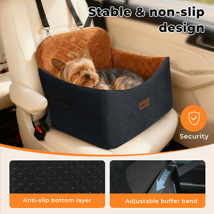 Skylos Pet Booster Dog Car Seat Safe Travel Carrier Bed Bag Basket Puppy Brown