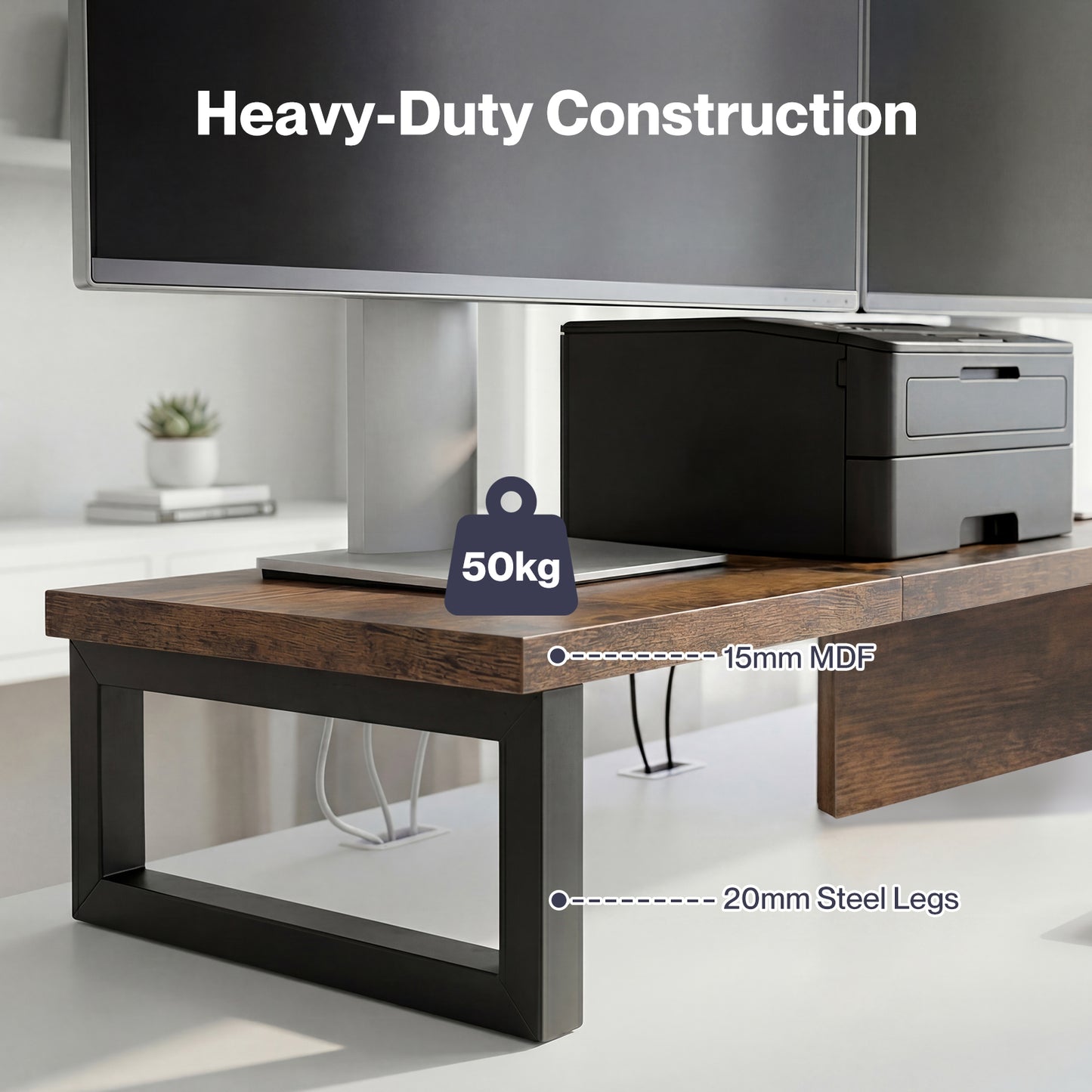 Levede Monitor Stand Riser Dual Computer Screen Desk Shelf for Home Office Steel