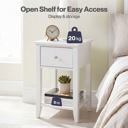 Levede Bedside Table Slim Modern End Table Drawer & Shelf Bedroom White