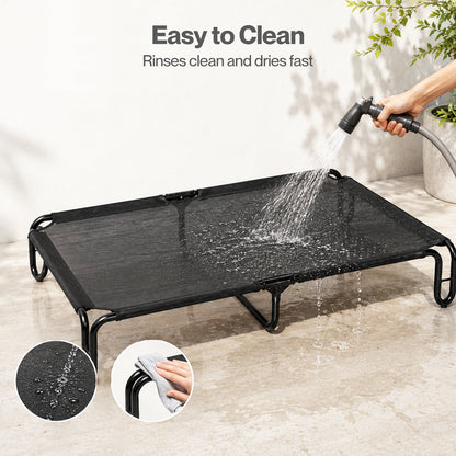 Skylos Elevated Dog Bed Large Breathable Mesh Cooling for Indoor Outdoor Black