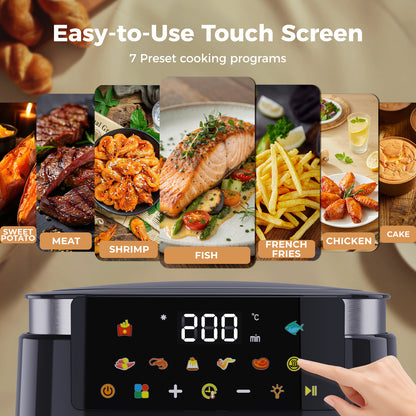 Spector 5L Digital Air Fryer 1250W Oil Free Hot Air Healthy Frying Cooker Black