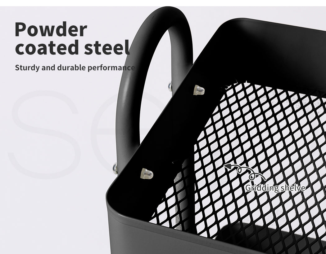 Levede 3 Tiers Kitchen Trolley Cart Steel Storage Rack Shelf Organiser Black