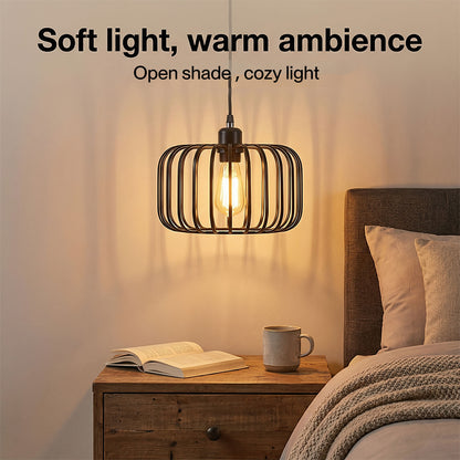 Emitto Industrial Ceiling Pendant Light Shade Black Metal Cage Lamp Shade 28.5cm