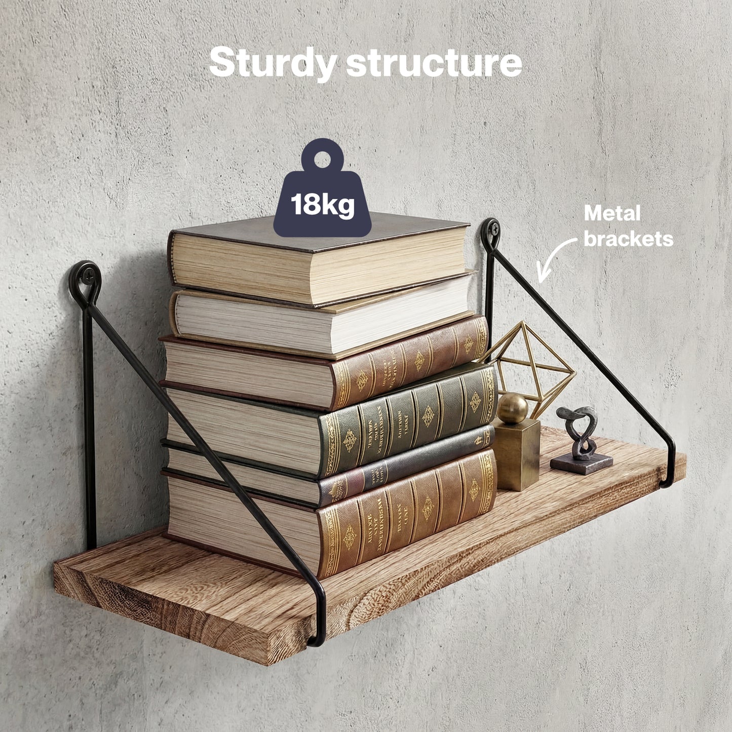 Levede Solid Floating Shelves Wall Mounted Hanging Shelf Set of 2 Rustic 40cm