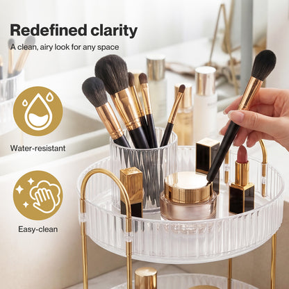 ilus Makeup Organiser 360 Rotating Spinning 3 Tiers Cosmetic Organizer White